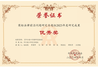 李国华-商标法律前沿问题研究专题组2023年度研究成果优秀奖